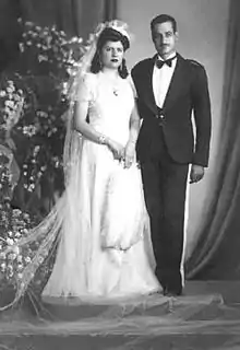 Photo de mariage de Tahia et Gamal Nasser, en 1944.