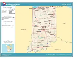 Carte de l'Indiana.