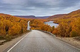 La Seututie 970 et le fleuve Teno à Utsjoki. Septembre 2021.