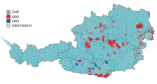 Parti arrivé en tête par communes (Gleichstand = égalité).