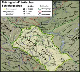 Carte de localisation de la forêt de Franconie (au sud-est).