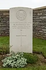 Tombe du Caporal Marsden, soldat de la Royal Naval Division.