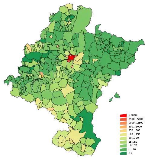 Densité de la population en hab./km2 en 2006.