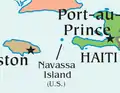 Carte montrant la position de l'île de la Navasse.