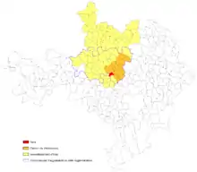 Carte du département du Gard avec en surbrillance les limites des divisions administratives auxquelles appartient la commune de Ners.