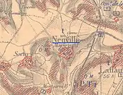 Carte du village dévasté en 1918.