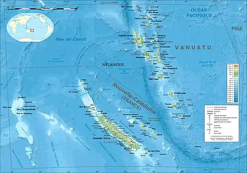 Les archipels de Nouvelle-Calédonie et Vanuatu