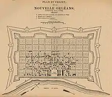 Plan de La Nouvelle-Orléans en 1763.