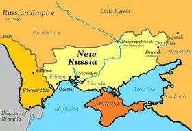 Territoires de la Nouvelle-Russie au début du XXe siècle.