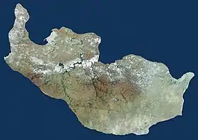 L'île vue par un satellite Landsat en 2016.