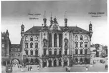 Photographie en noir et blanc d'un bâtiment officiel de style néo-Renaissance au début du XXe siècle.