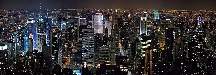 Panorama urbain sur l'arrondissement new-yorkais de Manhattan.