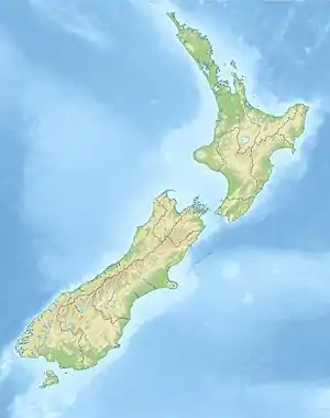 Position du fleuve Serpentine sur la carte de la Nouvelle-Zélande