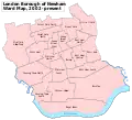 Carte indiquant les districts qui composent le borough de Newham depuis 2002.