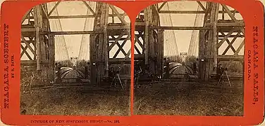 Saul Davis (act. 1860s–1870s), New Suspension Bridge, Niagara Falls, Canada, c. 1869, albumen print stereograph, Department of Image Collections, National Gallery of Art Library, Washington, DC.