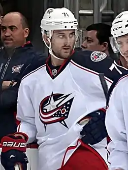 Photographie couleur de Foligno sous les Blue Jackets de Columbus