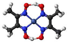 Complexe formé par la réaction entre la diméthylglyoxime et l'ion nickel (2)