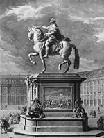 Statue équestre de Louis XV qui se tenait à l'origine place Royale.