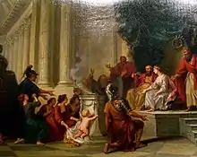 Alceste vient, avec ses Enfans, implorer Apollon dans son Temple, pour la santé d’Admete son époux, Salon de 1777