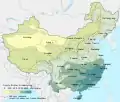 Carte des précipitations : la ligne Qinling-Huaihe correspond à 800 mm de pluie annuels.