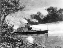 Gravure représentant un bateau à vapeur sur le Murray.