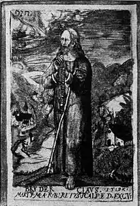 Nicolas de Flüe, gravure de Martin Martini, 1592.Original aux archives du couvent d’Einsiedeln.