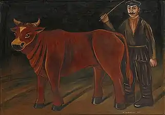 Niko Pirosmani, Farmer with a Bull, 1916