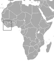 Carte de l'Afrique avec un point minuscule en Afrique de l'Ouest