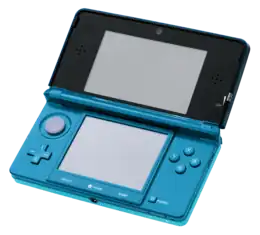 Console Nintendo 3DS bleue ouverte.