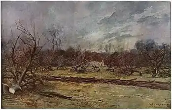 Les Pommiers coupés à Cuts (Oise) (mars 1917).