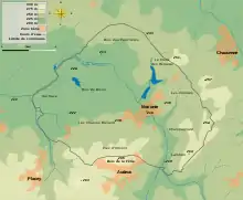 Carte topographique de la commune de Noironte.