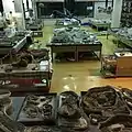 Laboratoire des paléontologues où les os s'entassent sur des tables et des étagères (museum Sirindhorn).