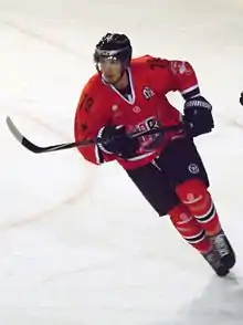 Photographie couleur d'un joueur de hockey sur glace