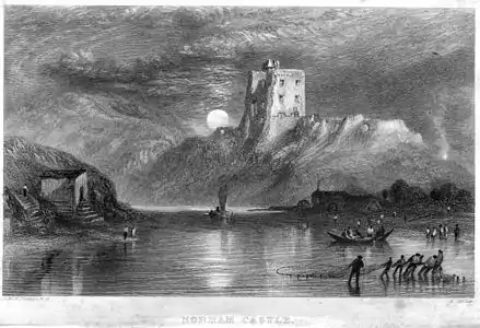 Château de Norham, lever de lune,  1836.