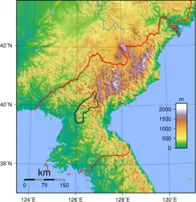 Carte de localisation des monts Myohyang.