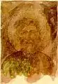 Visage d'un saint avec une petite barbe et des cheveux noirs (Apôtre Jacques)