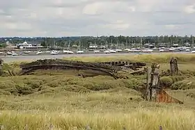 Restes de deux barges de la Tamise à Northey Island.