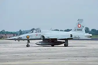 Un F-5E Tiger II de la Staffel 11 (en) au Tiger Meet 1991 à RAF Fairford.