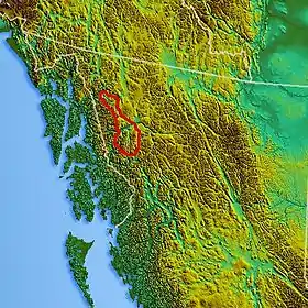 Carte topographique du plateau Tahltan.