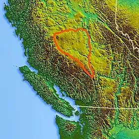Carte topographique du plateau Chilcotin.