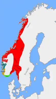 Carte : la Norvège vers 872, avant la bataille de Hafrsfjörd
