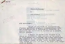 Note confidentielle issue par l'administration coloniale quant à l'exil de Paul-Bernard Kemayou.