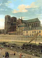 Notre-Dame et le palais épiscopal en 1826 (par Eduard Gaertner).