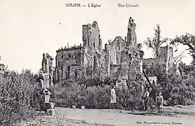 Ruines de l'église, au sortir de la Guerre.
