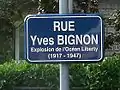 Nouvelle plaque de la rue Yves-Bignon, par décision du 14 décembre 2010