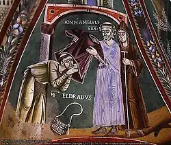Saint Eldrade entre dans l’abbaye.
