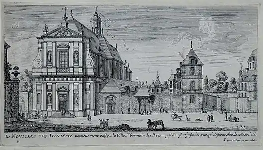 Le noviciat des jésuites et la chapelle Saint-François-Xavier vers 1660, aujourd'hui entièrement détruits.