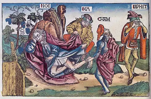 L'ivresse de Noé dans La Chronique de Nuremberg (1493).