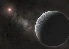 OGLE-2005-BLG-390L b au premier plan, planète souvent comparée à Hoth
