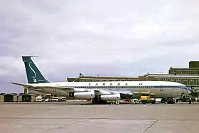 Un Boeing 707-329c du même type que OO-SJK(ici OO-SJE photographié le 29 juin 1968)